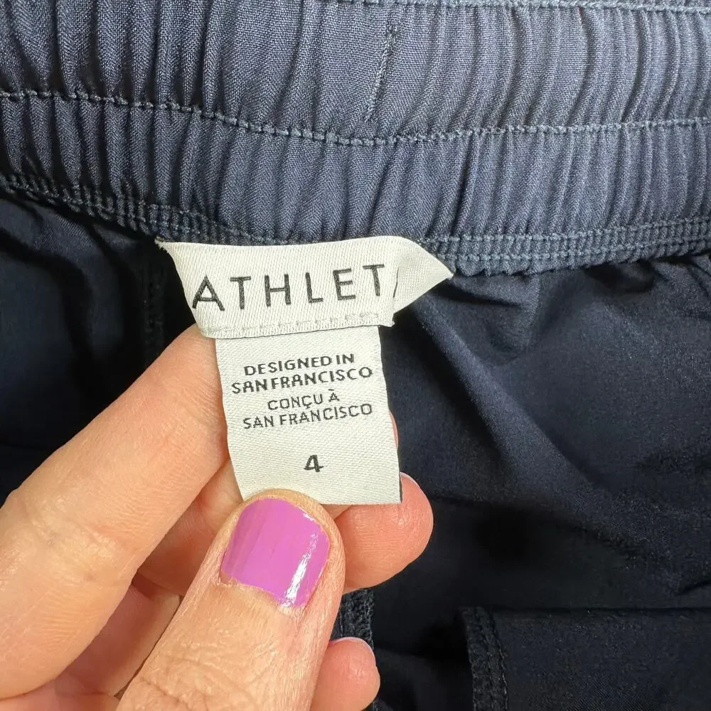 Athleta Pants Womens 4 Navy Blue Arrival Crop Stretch Sporty Commute Travel Work